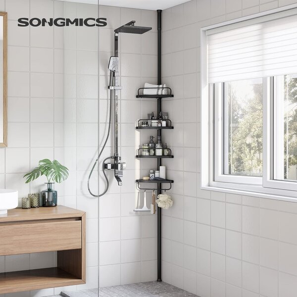 SONGMICS Teleskopická rohová polička do kúpeľne 85-305 cm