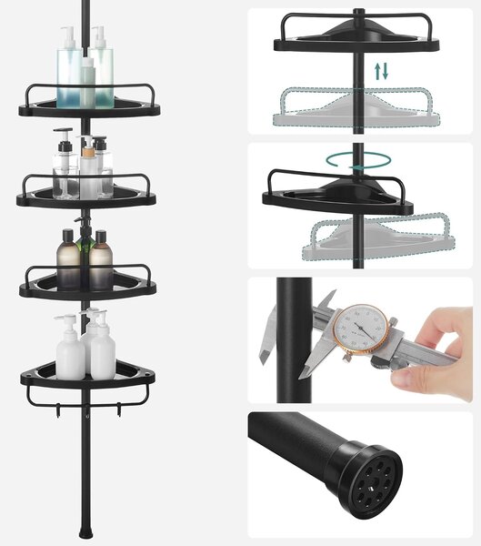 SONGMICS Teleskopická rohová polička do kúpeľne 85-305 cm