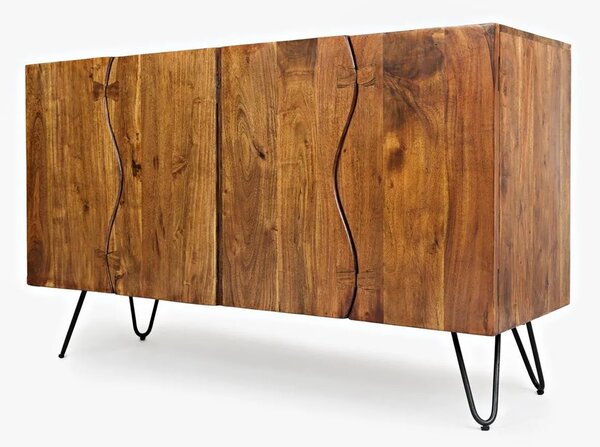 LivinHill Komoda Avola 137 cm z masívu čierna/orech