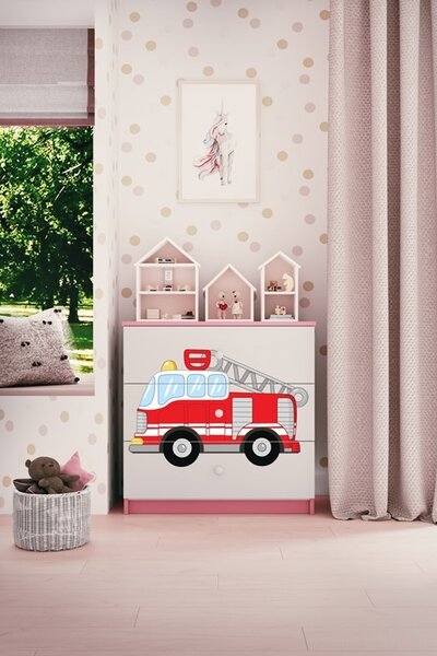 Kocot kids Komoda Babydreams 80 cm hasiči ružová