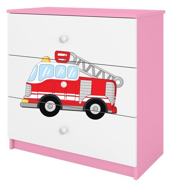Kocot kids Komoda Babydreams 80 cm hasiči ružová