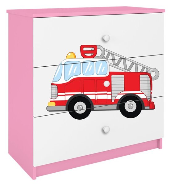 Kocot kids Komoda Babydreams 80 cm hasiči ružová