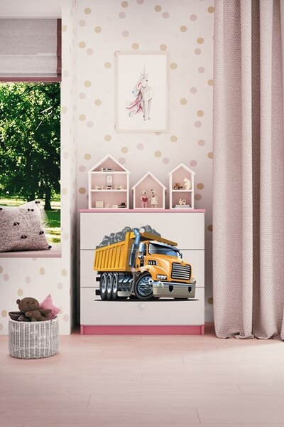 Kocot kids Komoda Babydreams 80 cm nákladné auto ružová