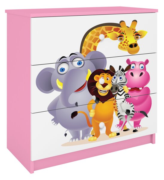 Kocot kids Komoda Babydreams 80 cm ZOO ružová