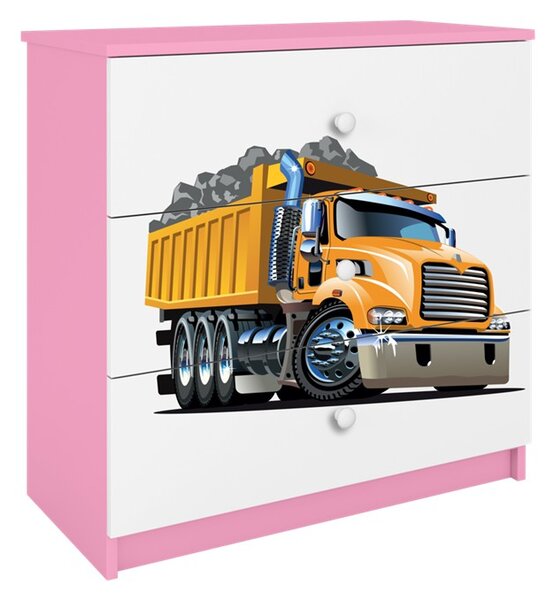 Kocot kids Komoda Babydreams 80 cm nákladné auto ružová