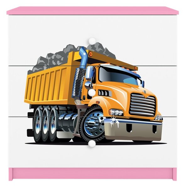 Kocot kids Komoda Babydreams 80 cm nákladné auto ružová