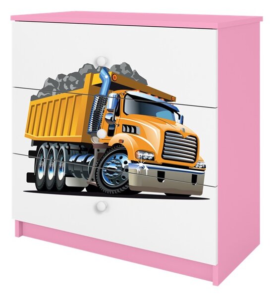 Kocot kids Komoda Babydreams 80 cm nákladné auto ružová