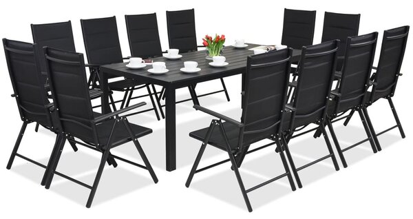 Záhradný nábytok hliníkový polywood s veľkým stolom Verona pre 12 ľudí Garden Point čierny