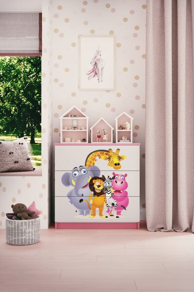 Kocot kids Komoda Babydreams 80 cm ZOO ružová