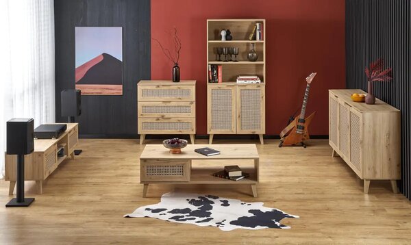 HALMAR Komoda Borneo K 80 cm so zásuvkami dub artisan/čierna