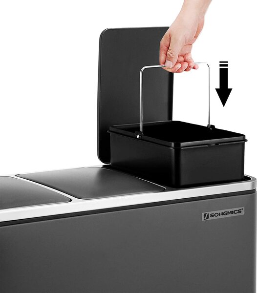 SONGMICS Odpadkový kôš Recycle čierny