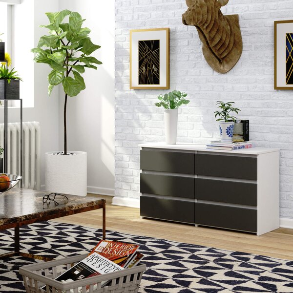 Ak furniture Komoda CL6 100 cm biela/grafitovo sivá