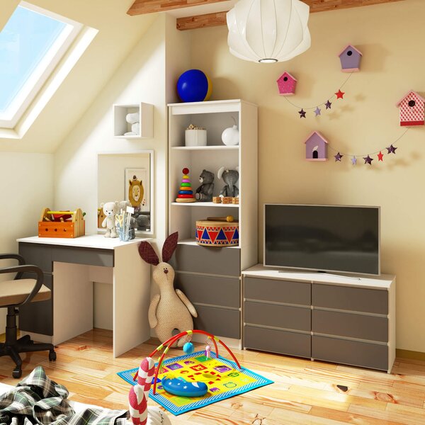 Ak furniture Komoda CL6 100 cm biela/grafitovo sivá