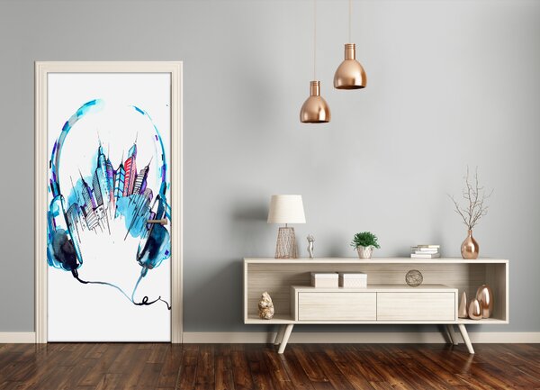 Samolepiace fototapety na dvere mesto muzika 75x205 cm