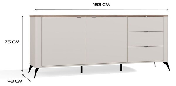 TP Living Komoda CORDOBA 2D3S kašmír/dub Castello