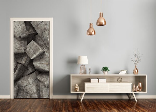 Samolepiace fototapety na dvere betónové šesťuholníky 95x205 cm