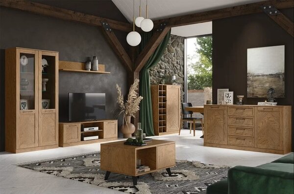 Szynaka Konferenčný stolík Cozy 41 z masívu 80 cm dub rustikálny/čierny