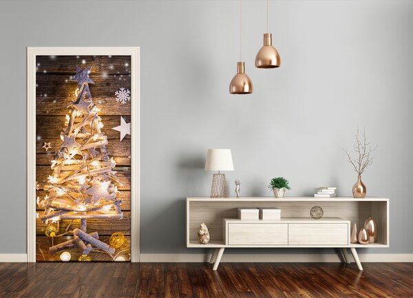 Samolepiace fototapety na dvere Sviečka vianočné stromček 75x205 cm