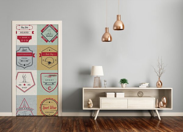 Samolepiace fototapety na dvere skateboard znaky 75x205 cm