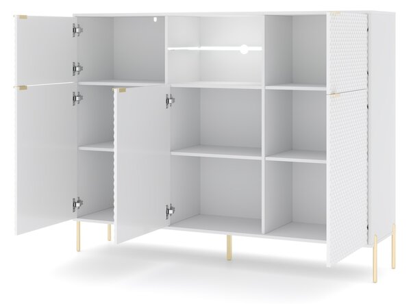Vivaldi Komoda Diamond s LED osvetlením 153,9 cm biely lesk