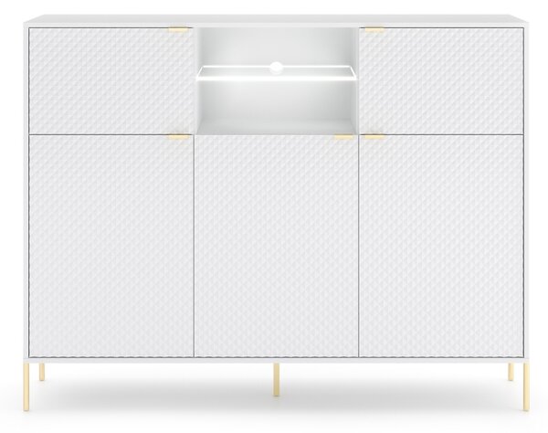 Vivaldi Komoda Diamond s LED osvetlením 153,9 cm biely lesk