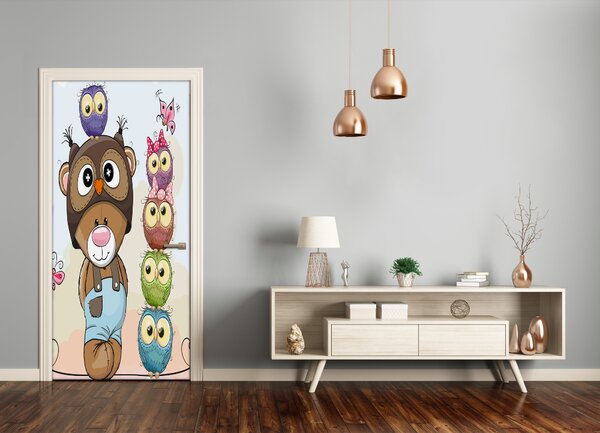 Samolepiace fototapety na dvere medveď sovy 95x205 cm