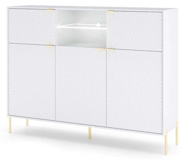 Vivaldi Komoda Diamond s LED osvetlením 153,9 cm biely lesk