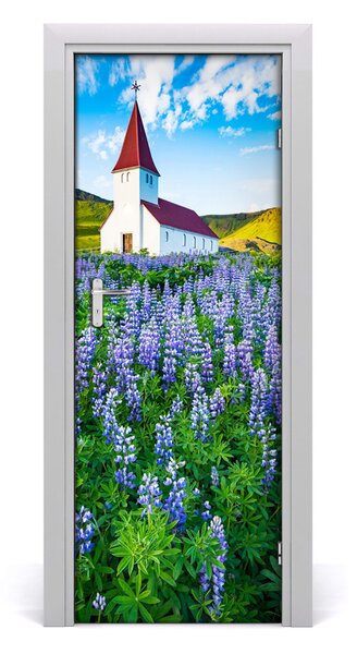 Fototapeta samolepiace na dvere kostol kvety 75x205 cm