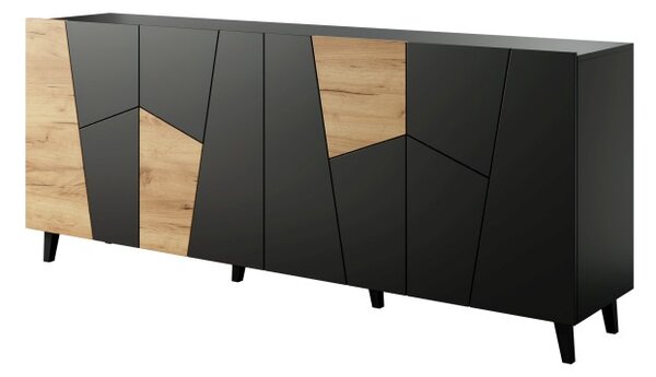 HALMAR Komoda Etna 200 cm čierna/dub craft