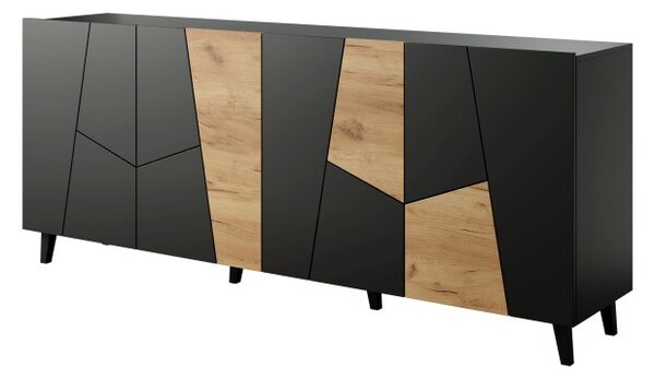 HALMAR Komoda Etna 200 cm čierna/dub craft