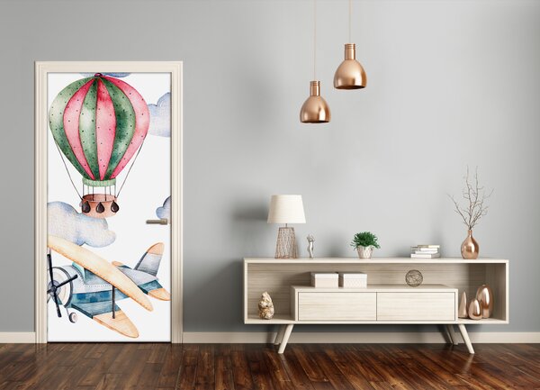 Samolepiace fototapety na dvere Balóny a lietadlá 75x205 cm