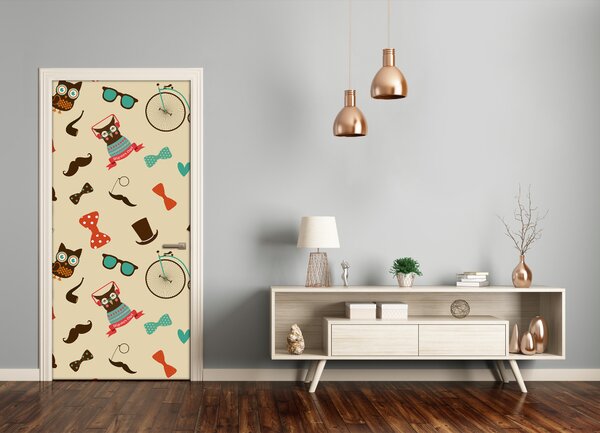 Samolepiace fototapety na dvere Sova kolo okuliare 95x205 cm