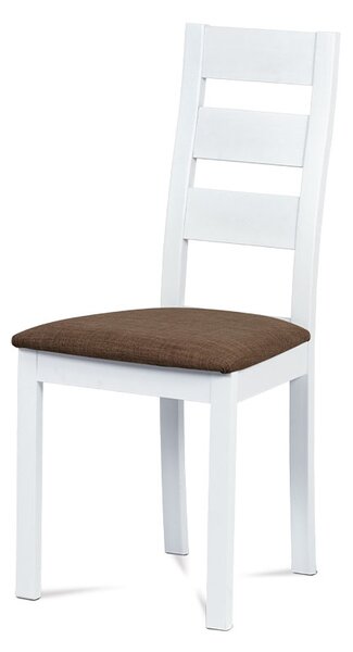 Jedálenská stolička, masív biely, poťah hnedý