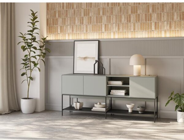 Komoda Houseland Amira 180 cm sivo-zelená