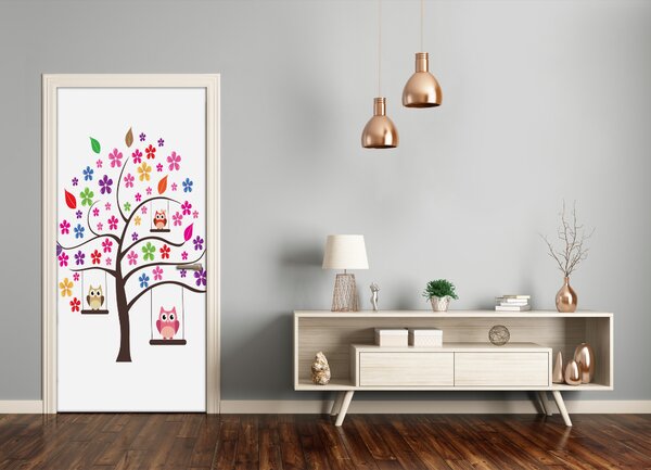 Samolepiace fototapety na dvere Sovy na hojdačke 75x205 cm