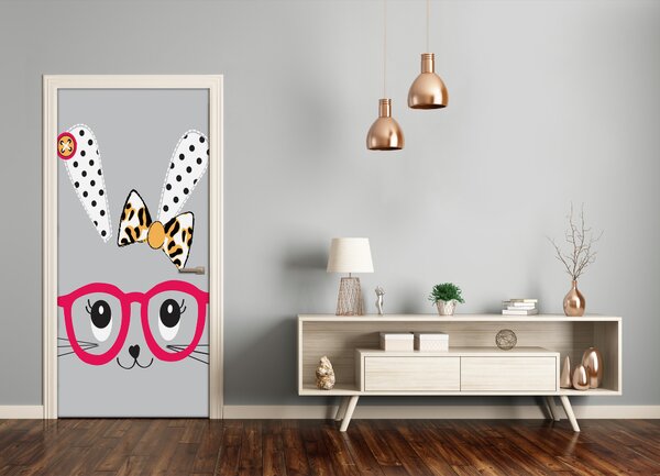 Samolepiace fototapety na dvere králik okuliare 85x205 cm