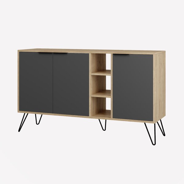 Komoda Houseland CLARA 142 cm dub prírodný/antracit