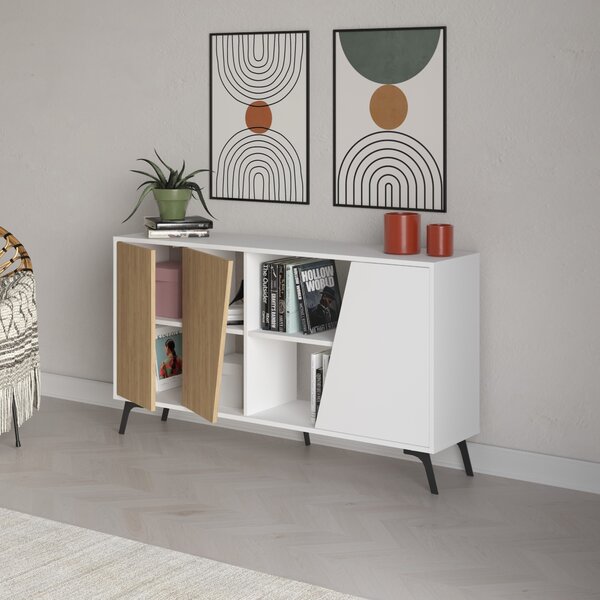 Komoda Houseland FIONA 150 cm biela/dub zafírový