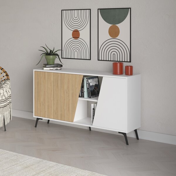 Komoda Houseland FIONA 150 cm biela/dub zafírový