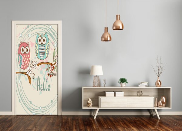 Samolepiace fototapety na dvere sovy 95x205 cm
