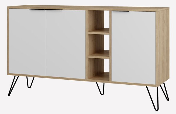 Komoda Houseland CLARA 142 cm dub prírodný/biela
