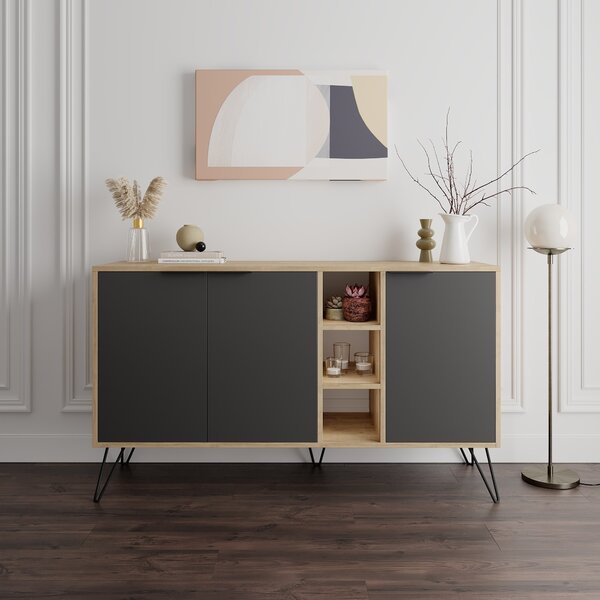 Komoda Houseland CLARA 142 cm dub prírodný/antracit