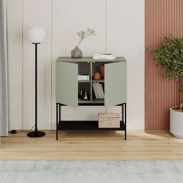 Komoda Houseland Amira 80 cm sivo-zelená