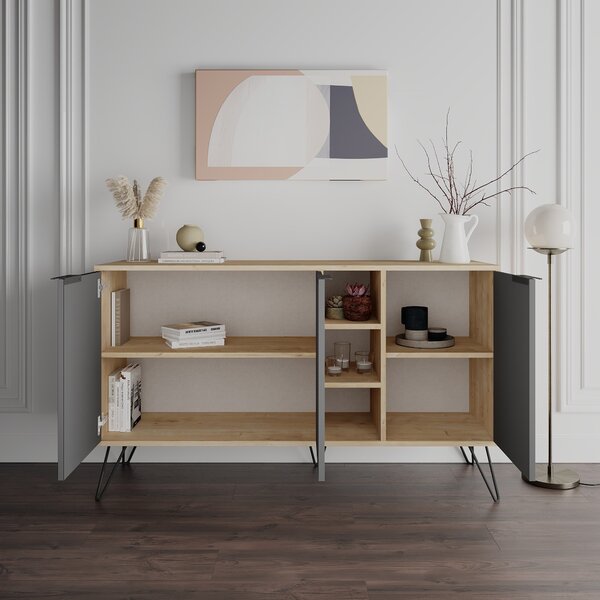 Komoda Houseland CLARA 142 cm dub prírodný/antracit