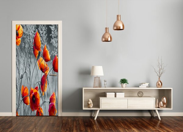 Samolepiace fototapety na dvere pole mak 85x205 cm