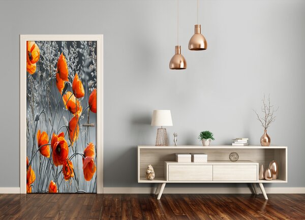 Samolepiace fototapety na dvere pole mak 85x205 cm