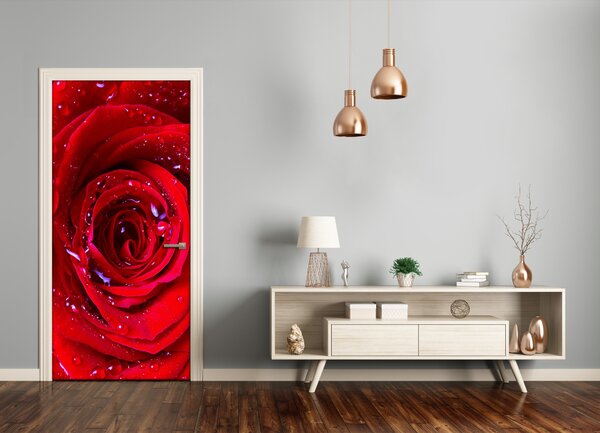 Samolepiace fototapety na dvere červená ruža 95x205 cm