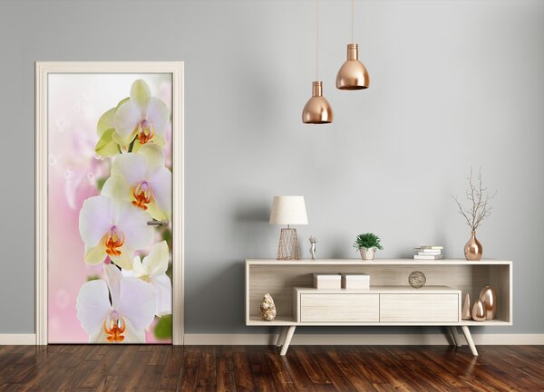 Samolepiace fototapety na dvere biela orchidea 85x205 cm