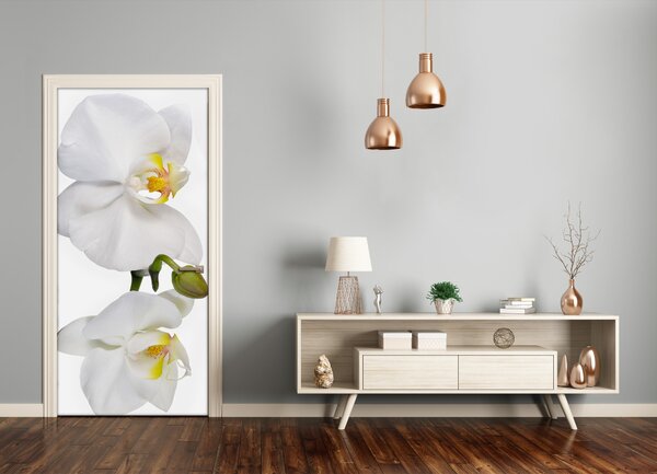 Samolepiace fototapety na dvere biela orchidea 85x205 cm