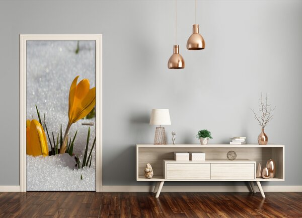 Samolepiace fototapety na dvere žlté krókusy 75x205 cm